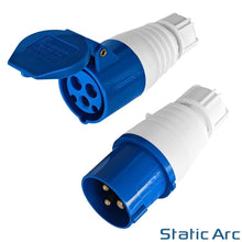Load image into Gallery viewer, 16A 3-PIN INDUSTRIAL PLUG SOCKET MALE FEMALE 2P+EARTH CAMPING CARAVAN IP44 240V (White)