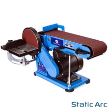 Load image into Gallery viewer, 375W ELECTRIC BELT + DISC SANDER 2in1 LINISHER BENCH WORKTOP WOOD METAL SANDING