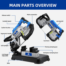 Load image into Gallery viewer, 1200W ELECTRIC HANDHELD BAND SAW 2in1 METAL WOOD CHOP STAND VICE BANDSAW CUT
