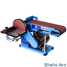 Load image into Gallery viewer, 375W ELECTRIC BELT + DISC SANDER 2in1 LINISHER BENCH WORKTOP WOOD METAL SANDING