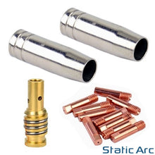 Load image into Gallery viewer, MB15 MIG WELDING CONSUMABLES KIT TIPS NOZZLE SHROUD 14AK TORCH (SHORT) 13pc