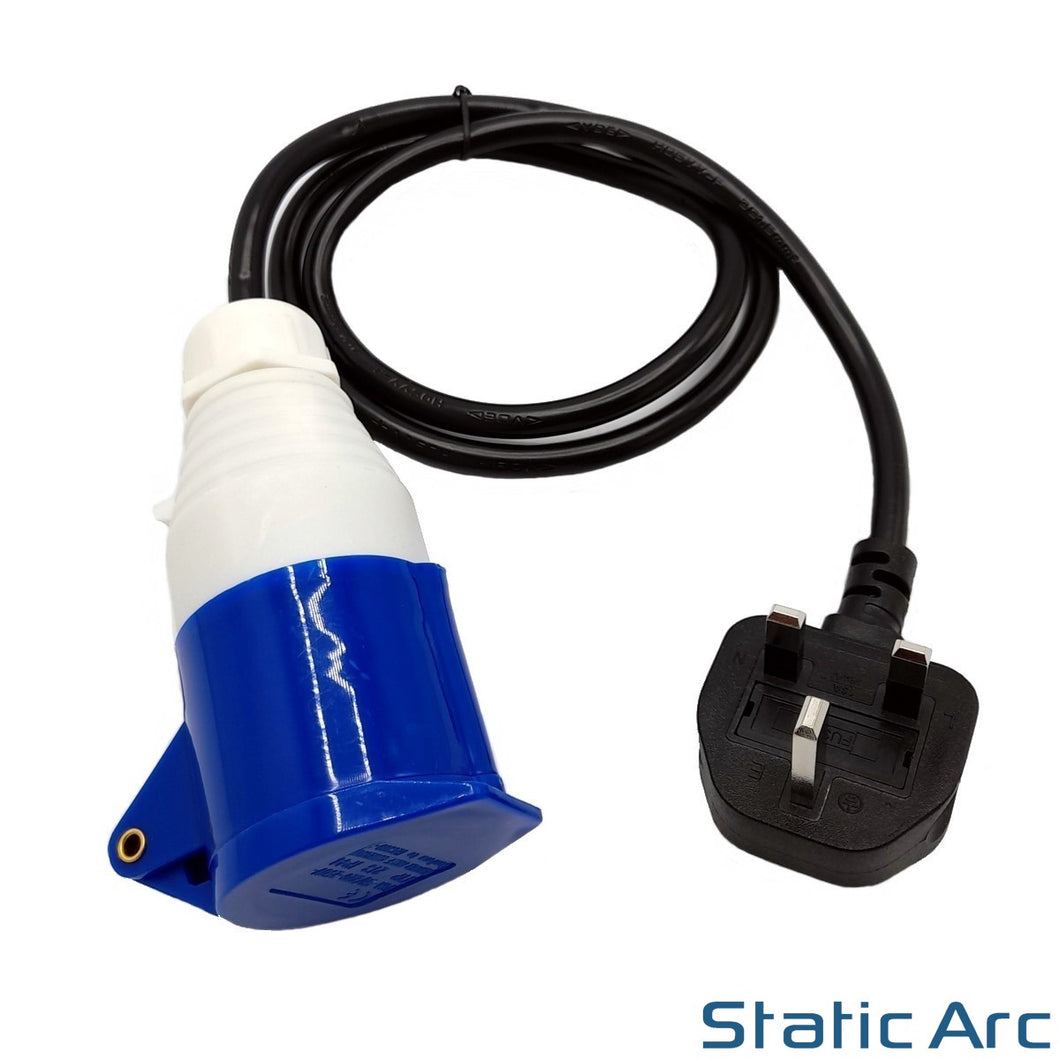 16A Socket to UK 3 Pin Mains Plug Connector Adapter Cable Caravan Camping Lead
