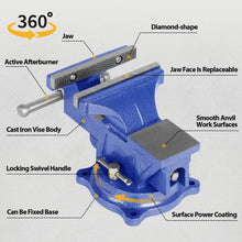 Load image into Gallery viewer, BENCH VICE CLAMP WORKTOP JAWS GRIP HOLD SWIVEL BASE MECHANICS VISE 100mm (4inch)
