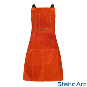 LEATHER WELDING APRON COWHIDE HEAT RESISTANT FULL BODY PPE WELDER SAFETY BIB