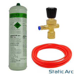 ARGON CO2 DISPOSABLE GAS KIT BOTTLE MIG TIG WELDING w/ REGULATOR + HOSE