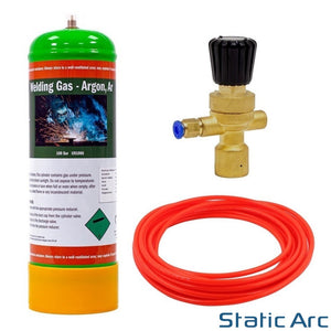 ARGON CO2 DISPOSABLE GAS KIT BOTTLE MIG TIG WELDING w/ REGULATOR HOSE 2.2L