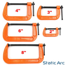 Load image into Gallery viewer, G CLAMP SET HEAVY DUTY CAST IRON METALWORK WELDING C VICE WOOD 2/3/4/6/8inch 5pc
