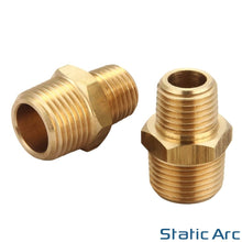 Load image into Gallery viewer, 3/8" to 1/4" BSP ADAPTER REDUCER BRASS THREAD FITTING GAS AIR HOSE MALE FEMALE
