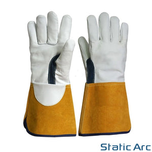 WELDING GLOVES TIG MIG GAUNTLET PAIR LEATHER HEAT RESISTANT MMA ARC HEAVY DUTY