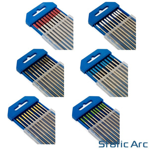 10pc TIG WELDING TUNGSTEN ELECTRODES TIPS BLUE/GOLD/GREEN/GREY/RED/WHITE 1.6mm/2.4mm