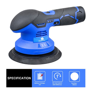 CORDLESS POLISHER CAR BUFFER ORBITAL SANDER ROTARY PAD 150mm BATTERY 12V