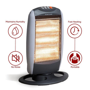 1200W ELECTRIC HALOGEN SPACE HEATER OSCILLATING PORTABLE RADIATOR HOME OFFICE