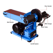 Load image into Gallery viewer, 375W ELECTRIC BENCH SANDER MACHINE ADJUSTABLE BELT DISC GRINDER POLISHER TOOL
