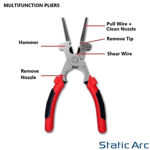 MIG WELDING PLIERS MULTI PURPOSE PINCER MAG TORCH TIP SHROUD WIRE CUTTER HAMMER