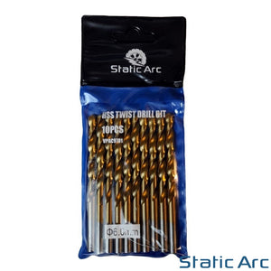 10x HSS TITANIUM COATED DRILL BIT SET PACK METAL WOOD PLASTIC HOLE 1/2/3/4/5/6mm